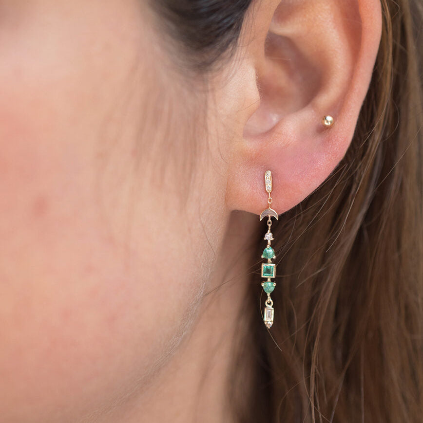 Emerald & Diamond Totem Earrings