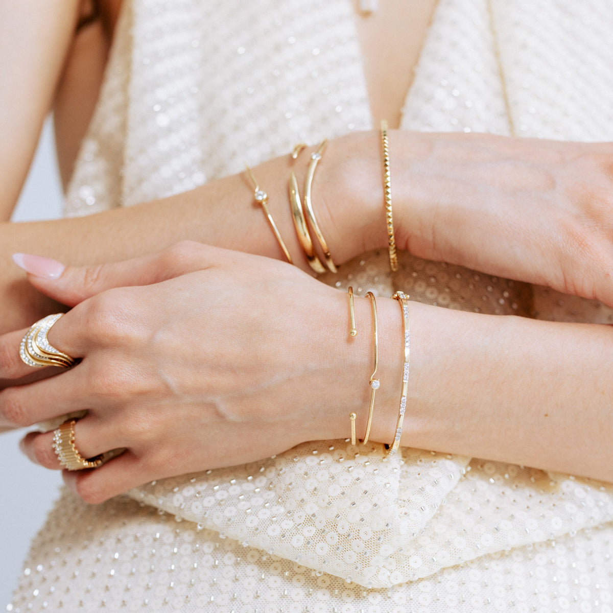 Beaded End Cuff Bangle