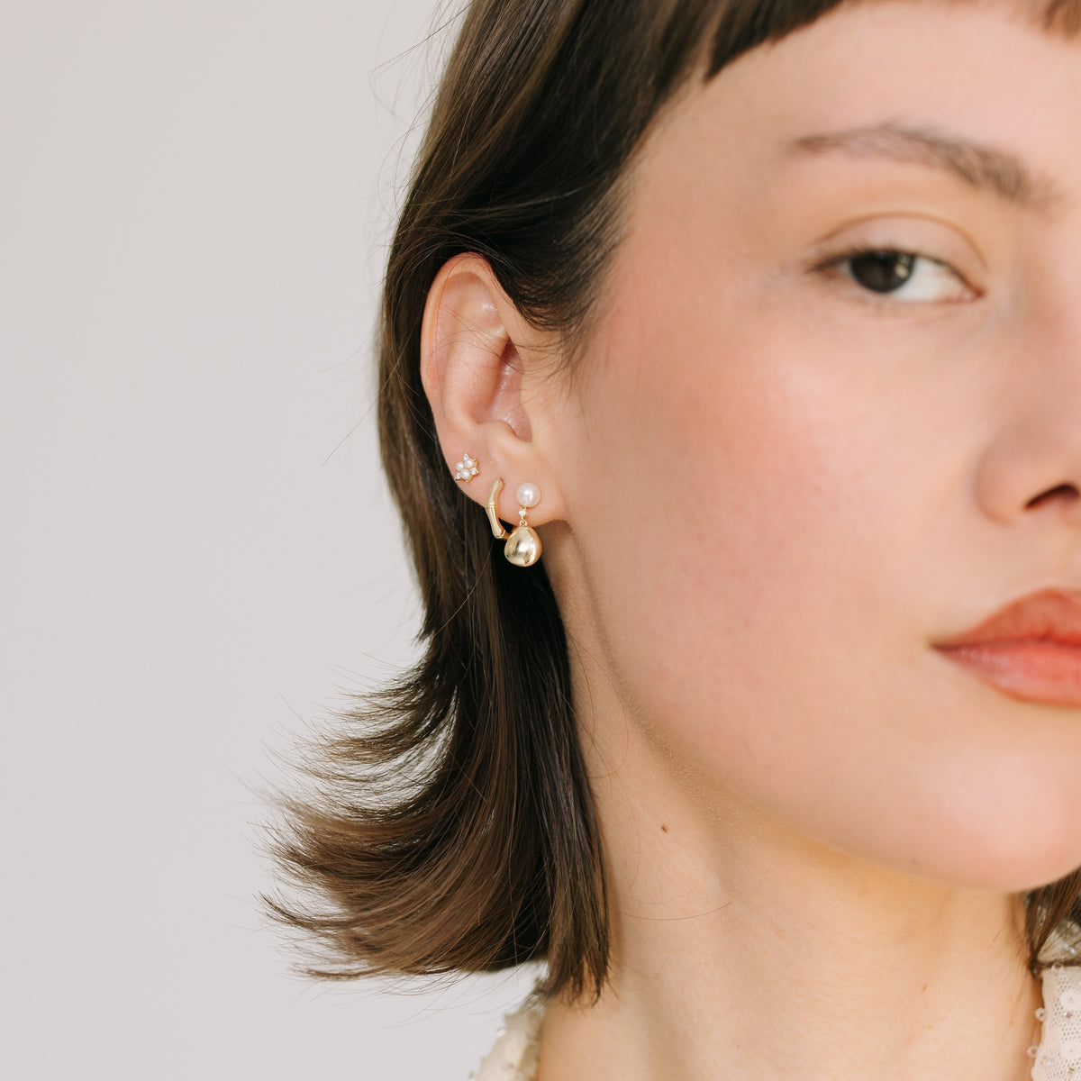 Pearl & Gold Drop Dangle Earrings