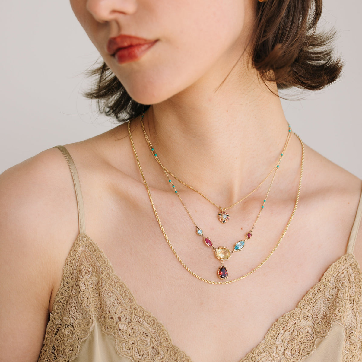 Gemstone Chandelier Necklace