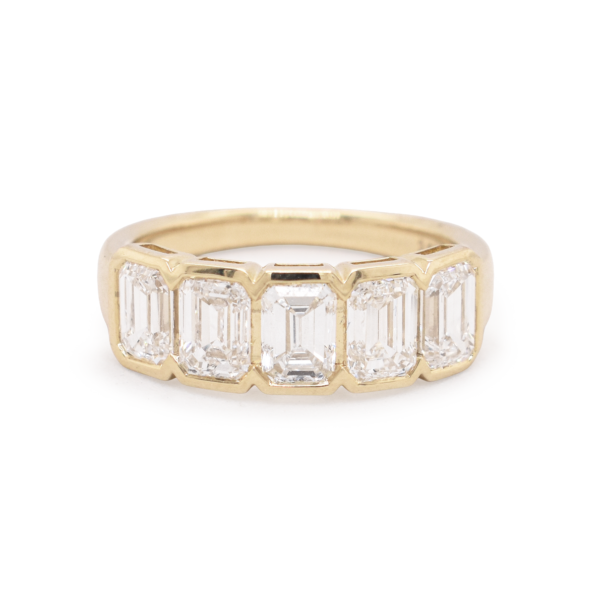 5 Stone Lab-Grown Emerald-Cut Bezel Diamond Band