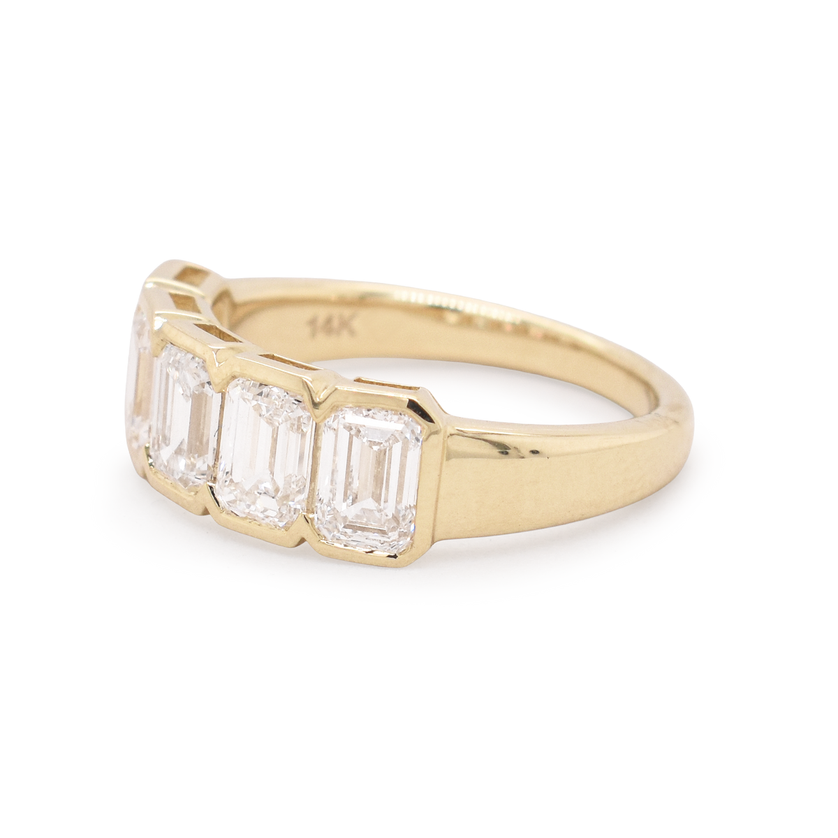 5 Stone Lab-Grown Emerald-Cut Bezel Diamond Band