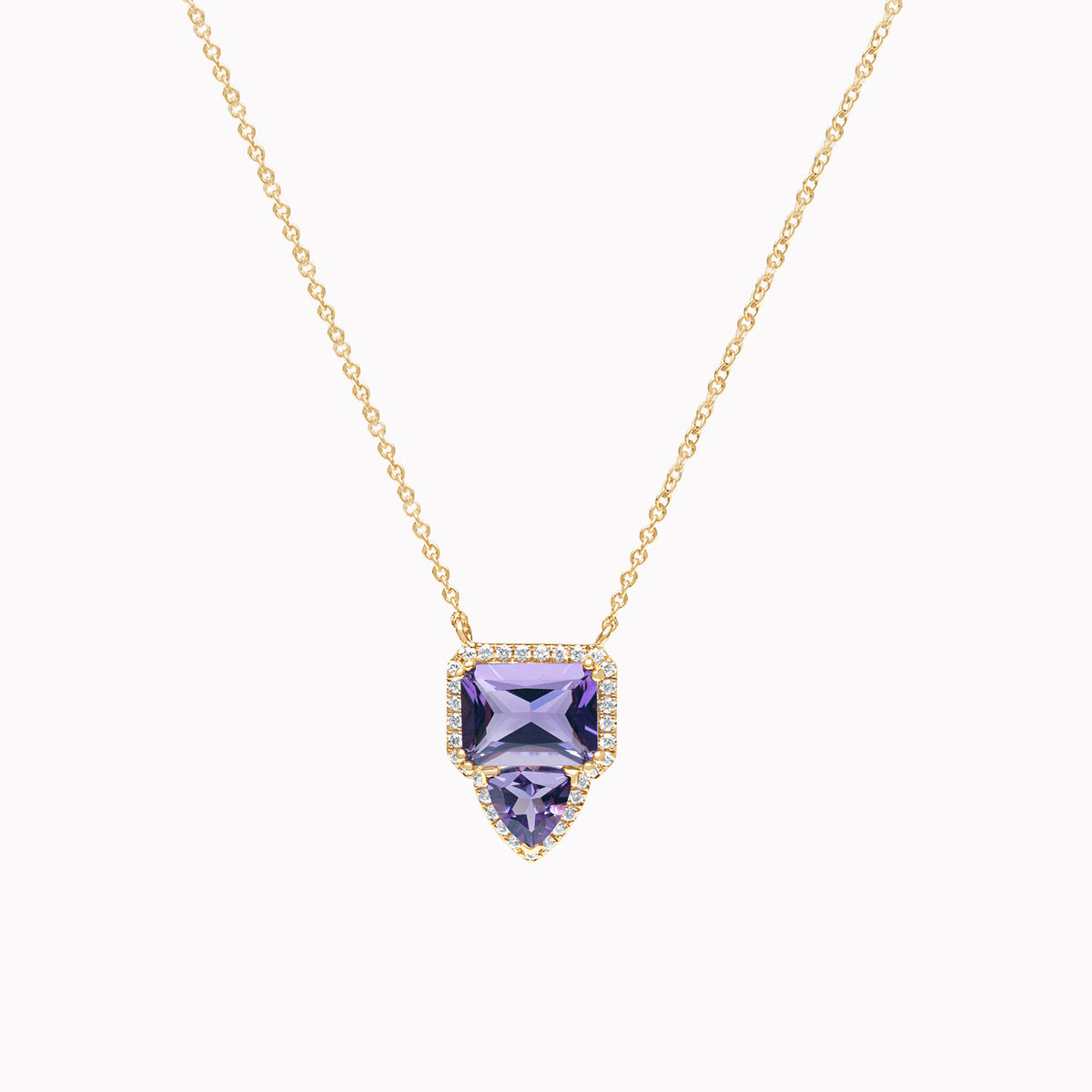 Amethyst & Diamond Halo Necklace