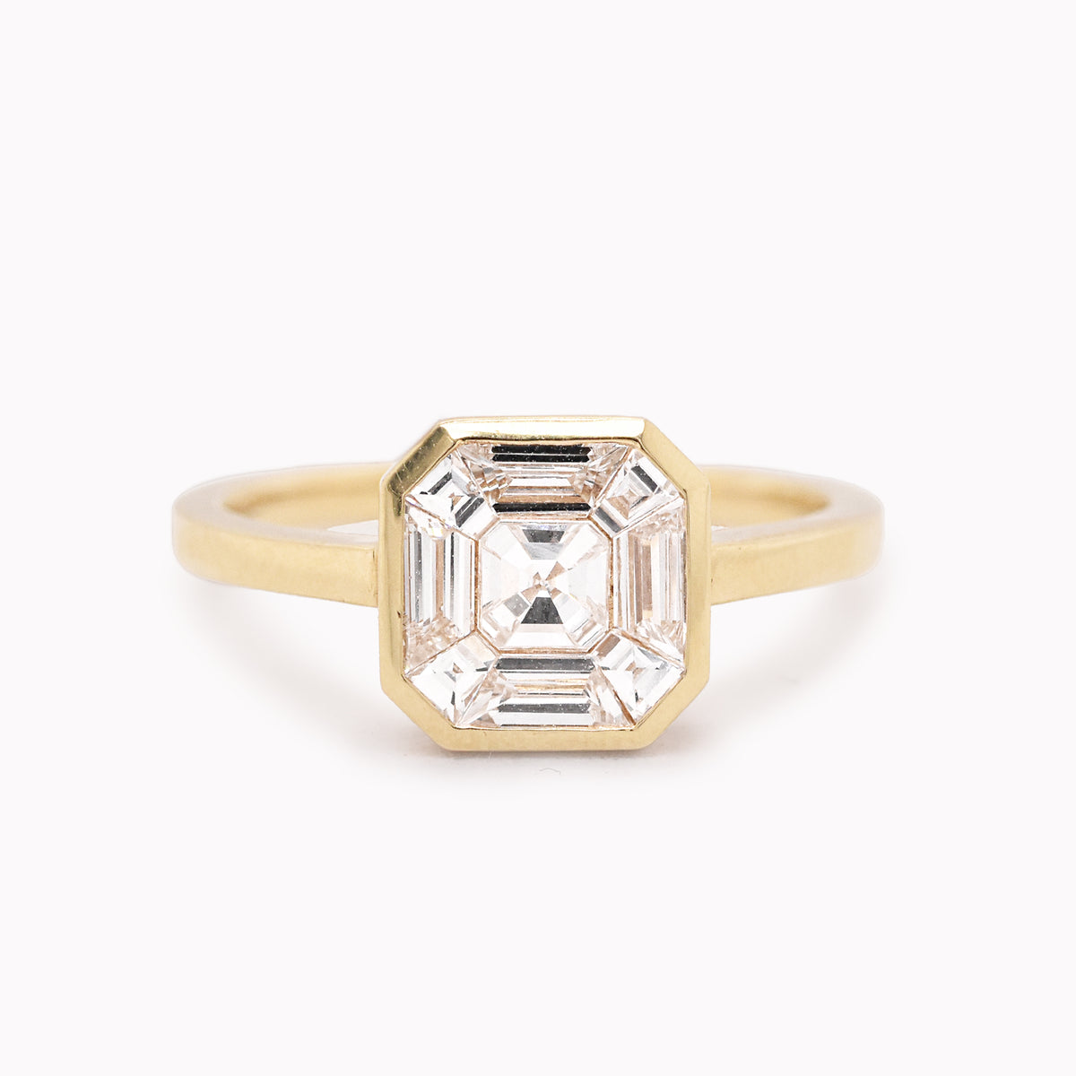 Illusion Asscher Diamond Ring
