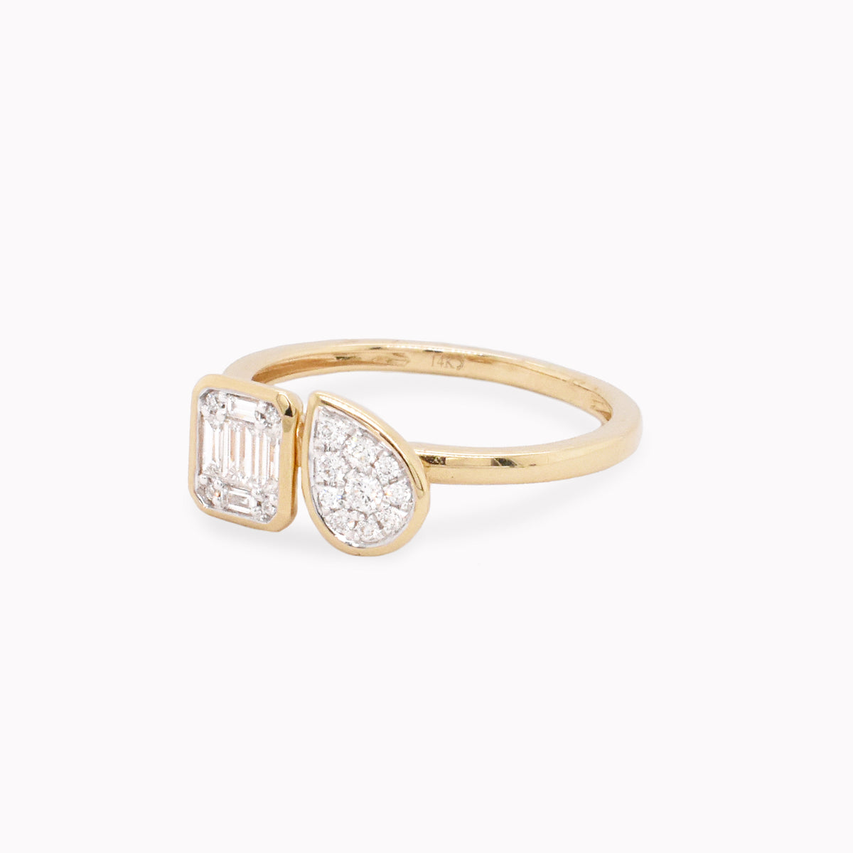 Pear & Cushion Cluster Bezel Toi Et Moi Ring
