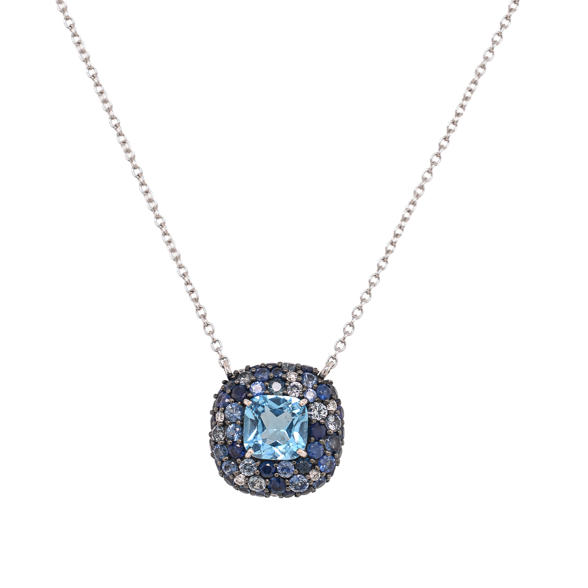 Mosaic Blue Gemstone Pendant Necklace