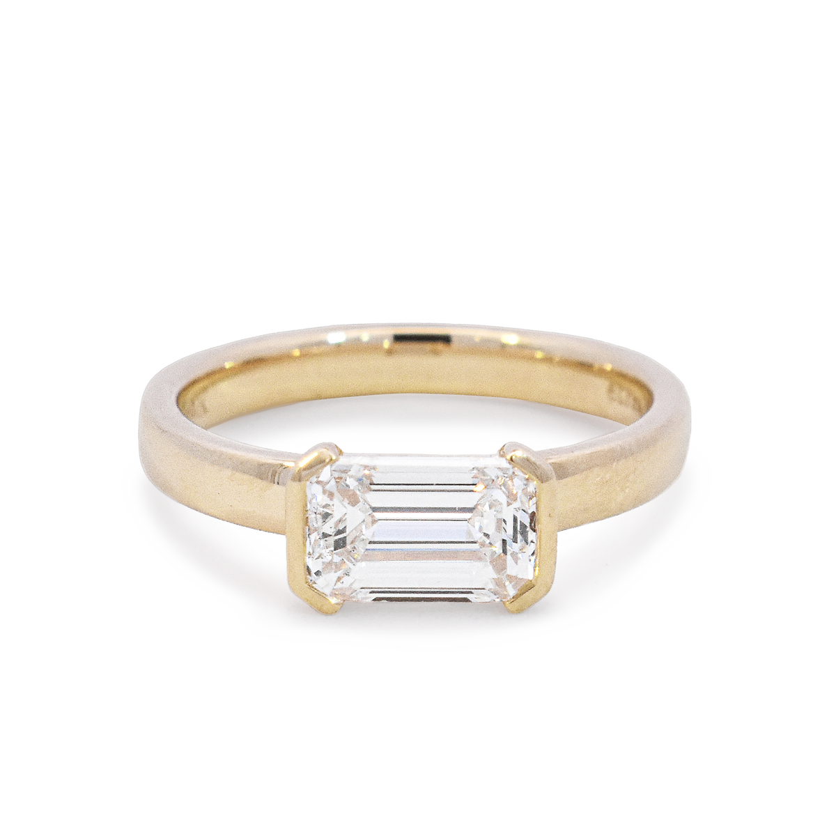 Claire East/West 1.50ct Half Bezel Solitaire White Diamond Engagement Ring