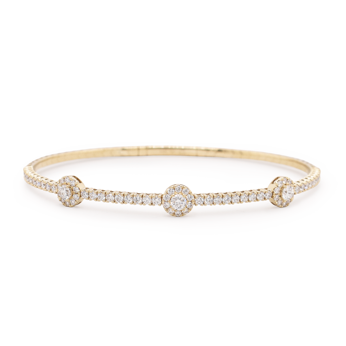 Trio Halo Diamond Bangle