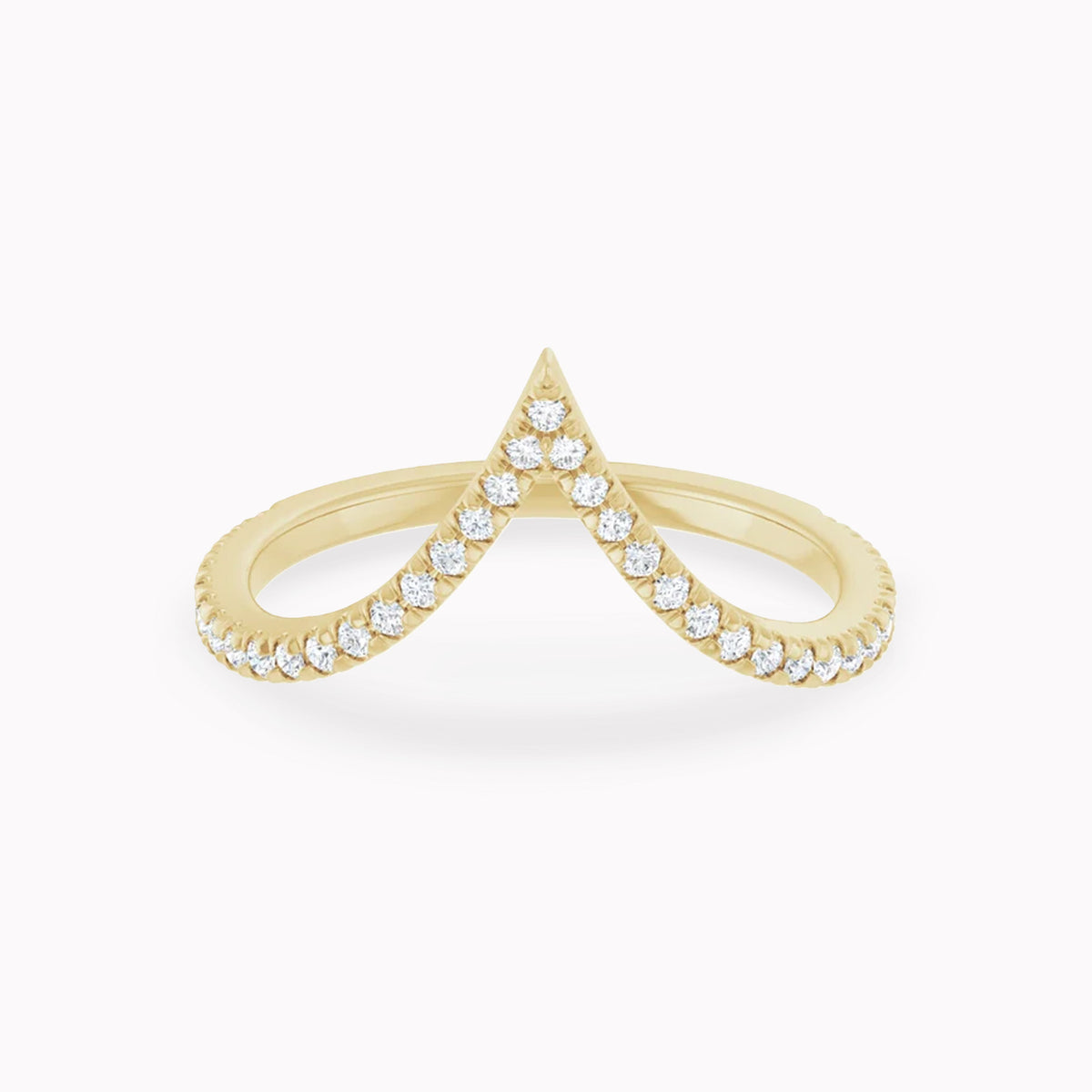 Thin Diamond V Contour Ring