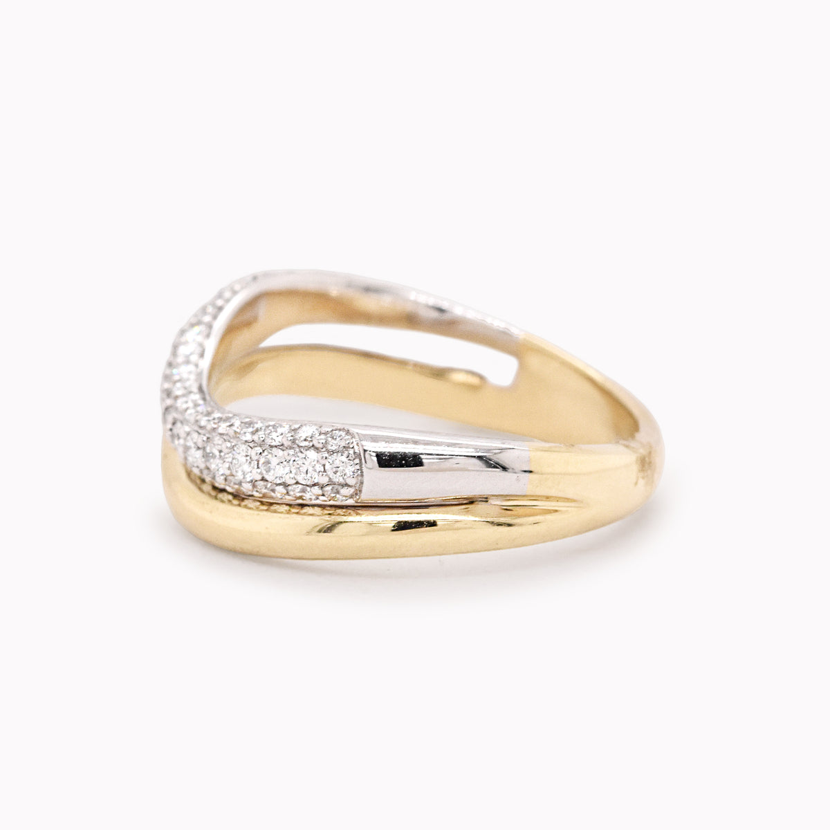 Double Wavy Pavé Diamond Ring