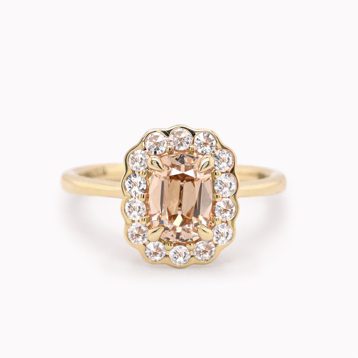 Edith 1.29ct Old Mine Cut Champagne Diamond Engagement Ring