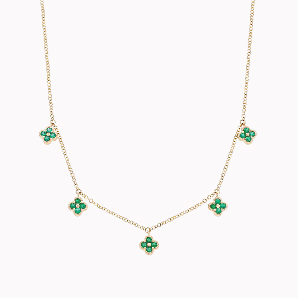 Stationary Emerald Clover Necklace