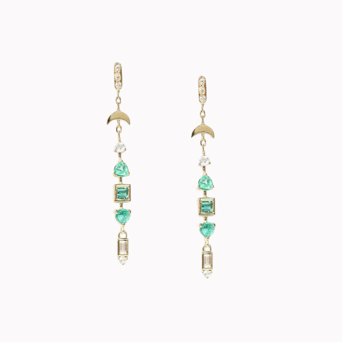 Emerald & Diamond Totem Earrings