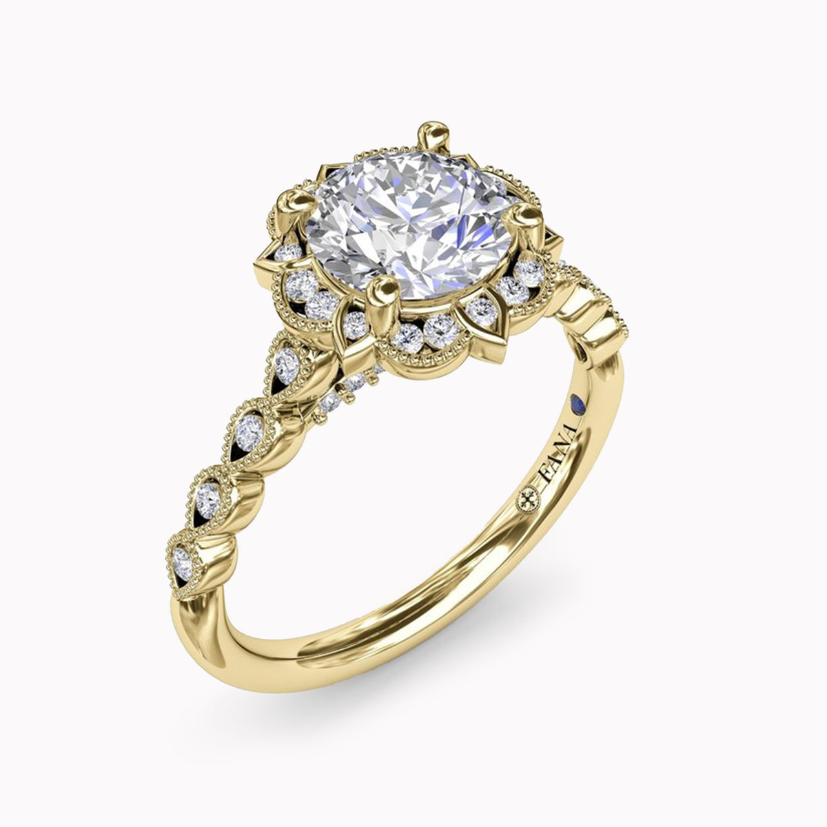 Floral Halo Engagement Ring Setting
