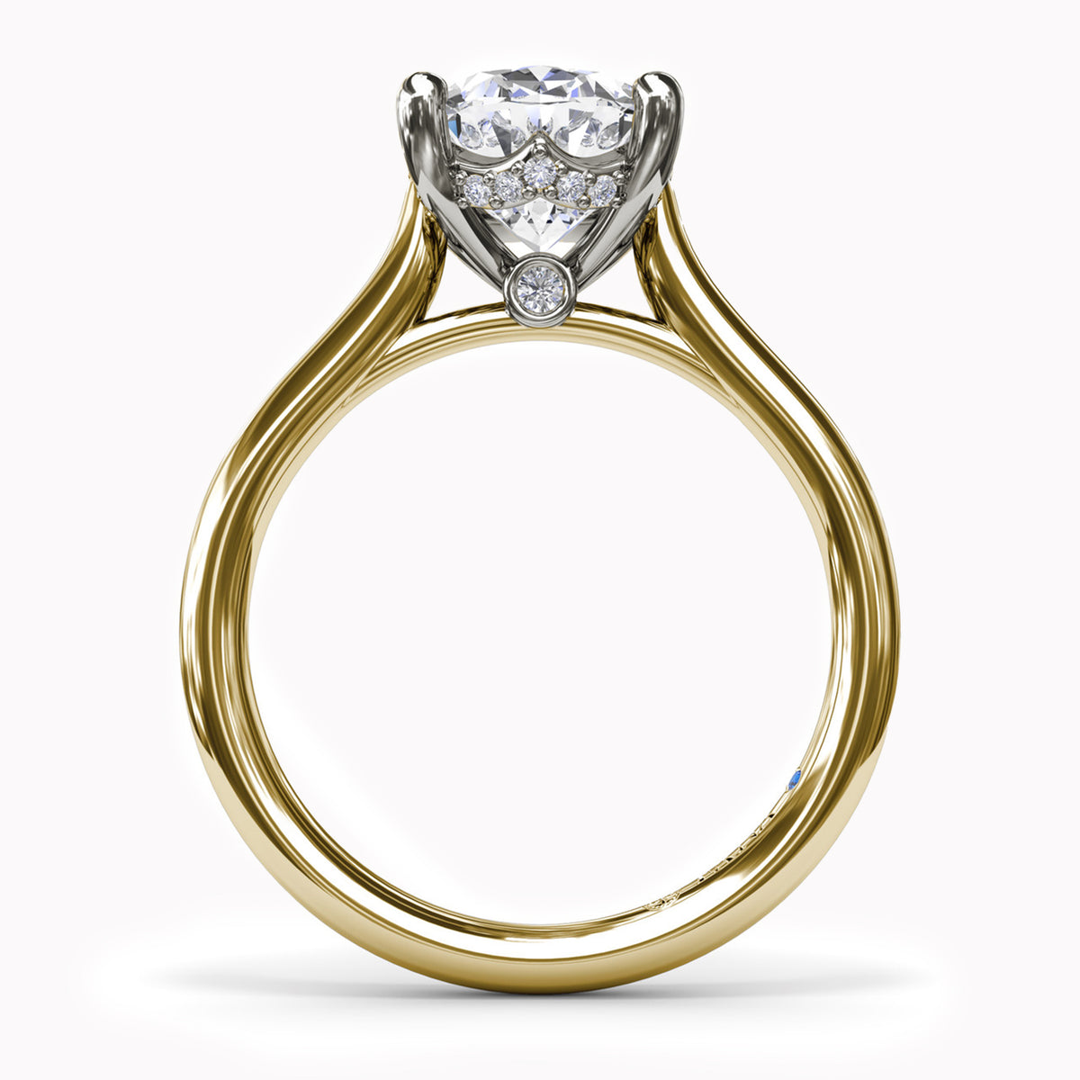Four Split Prong Solitaire With Hidden Halo Engagement Ring Setting