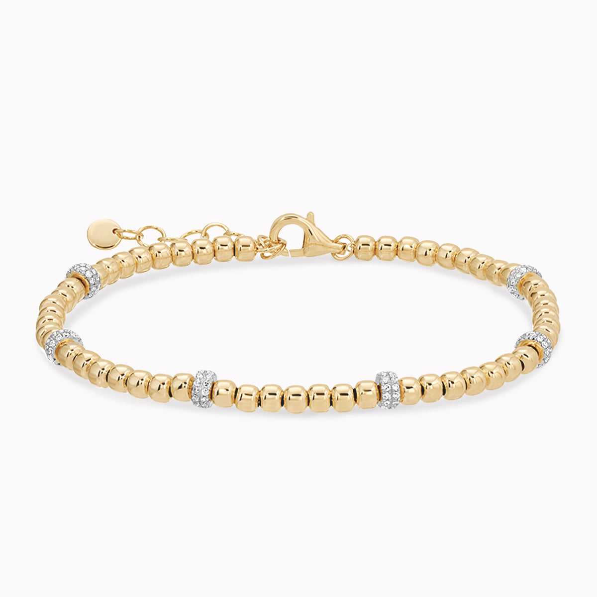 Gold & Pavé Diamond Beaded Bracelet
