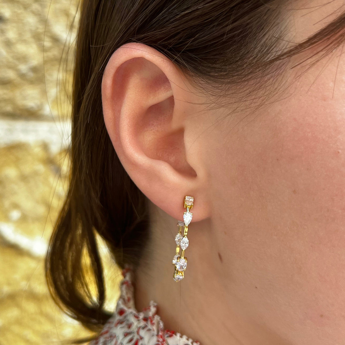 Mixed Shape Diamond Knife Edge Hoops