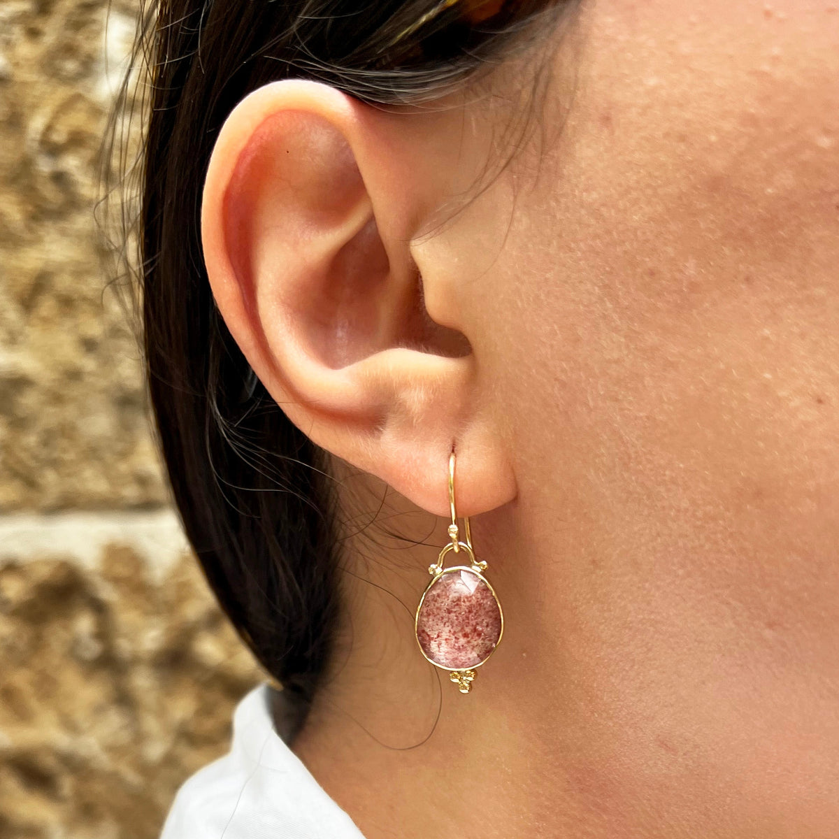 Strawberry Quartz Dangle Earrings
