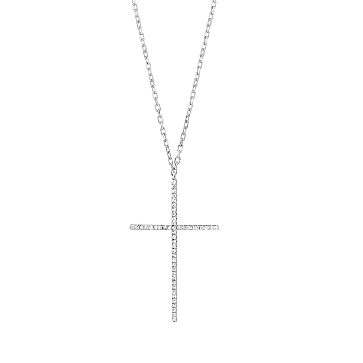 Large Pavé Diamond Cross Necklace