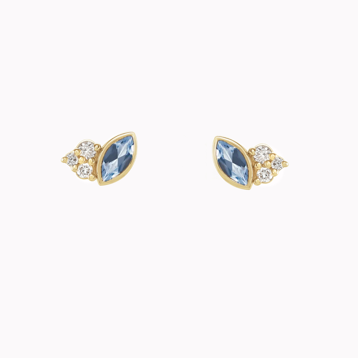 Marquise Aquamarine & Diamond Petal Studs