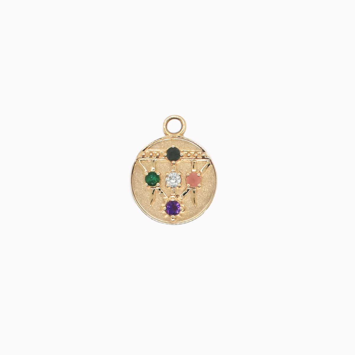 Small (12mm) Lace Shield Medallion - "Loved" - 4 Stones
