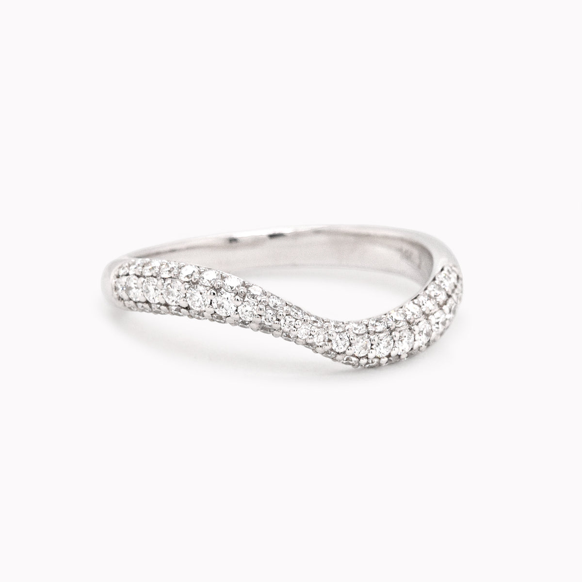 White Gold Wavy Pavé Diamond Ring