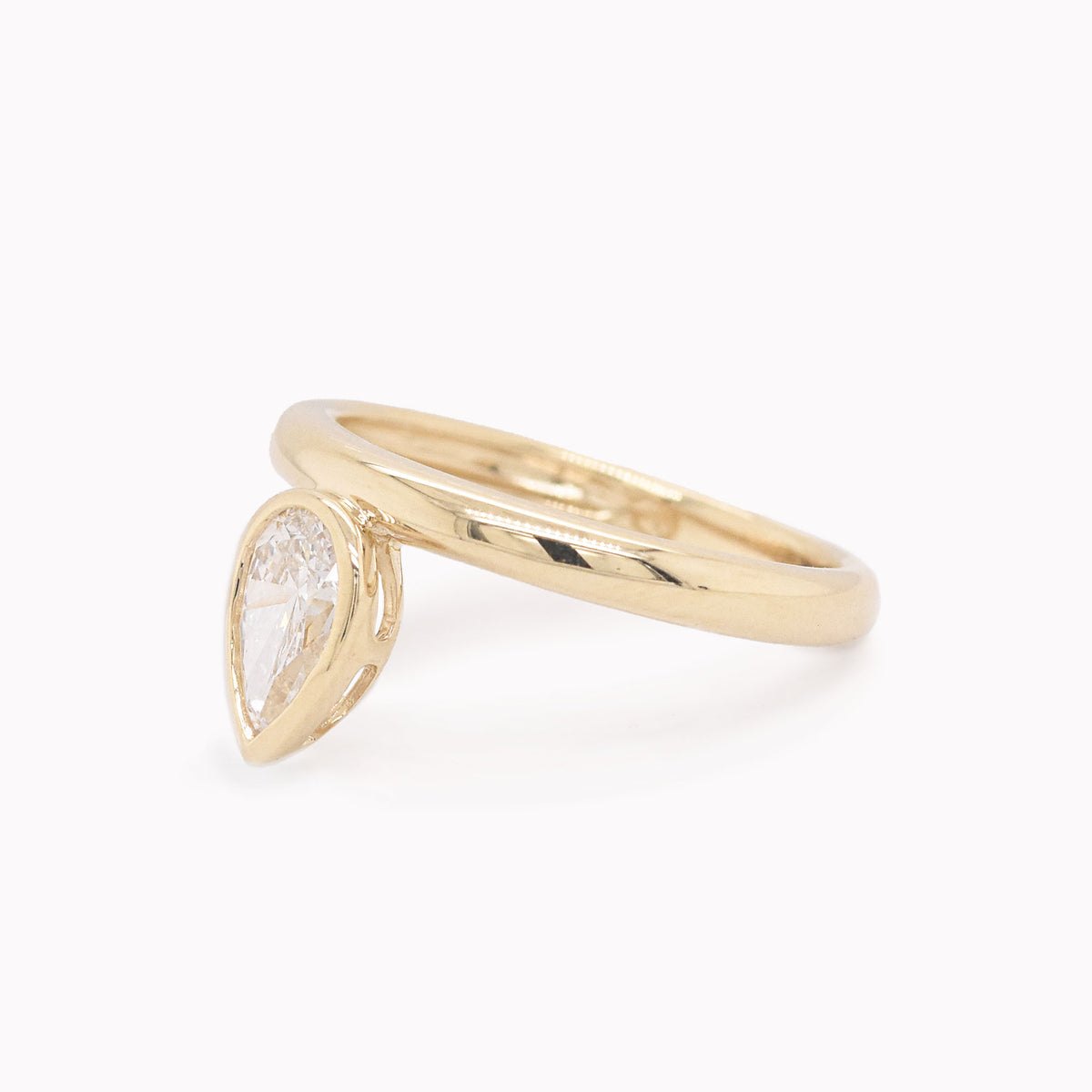 Offset Lab-Grown Pear Diamond Ring