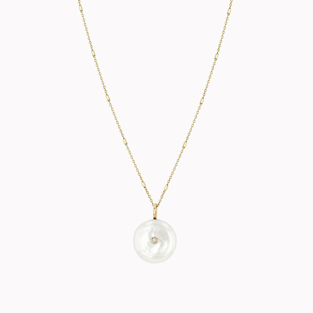 Reversible Black & White Diamond Pearl Disc Necklace
