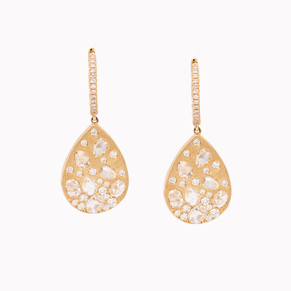 Scattered Rose-Cut Diamond Dangle Earrings