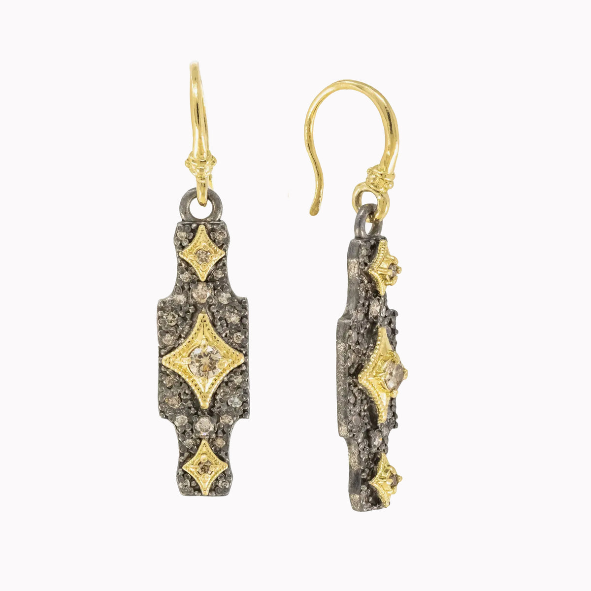Scroll Champagne Diamond Earrings