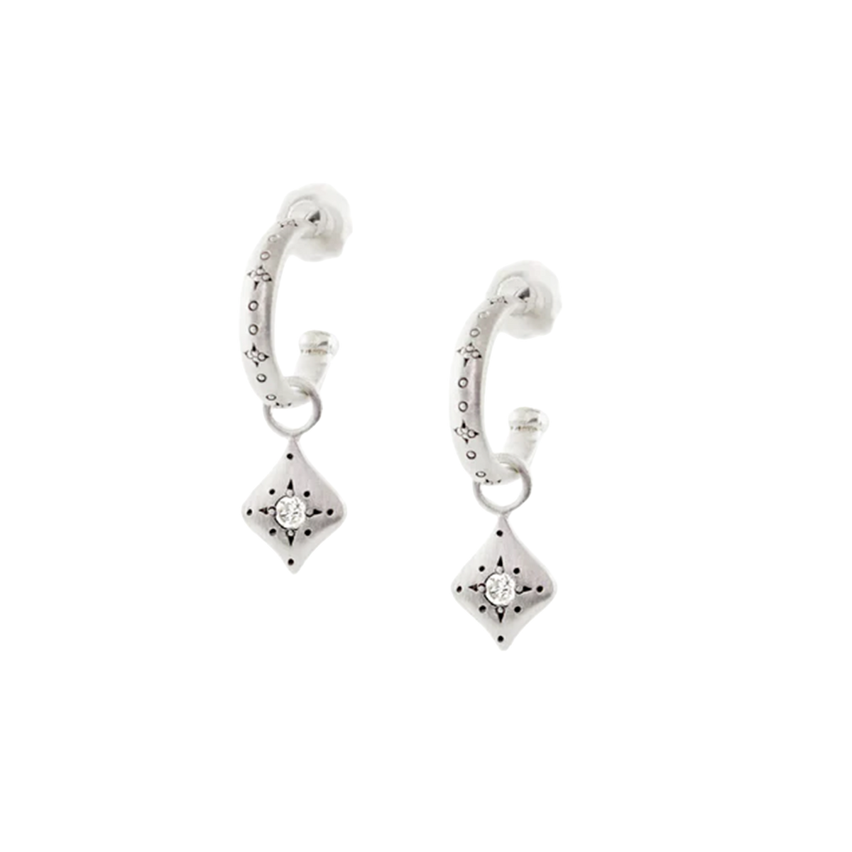 Silver Nights Charm Hoops