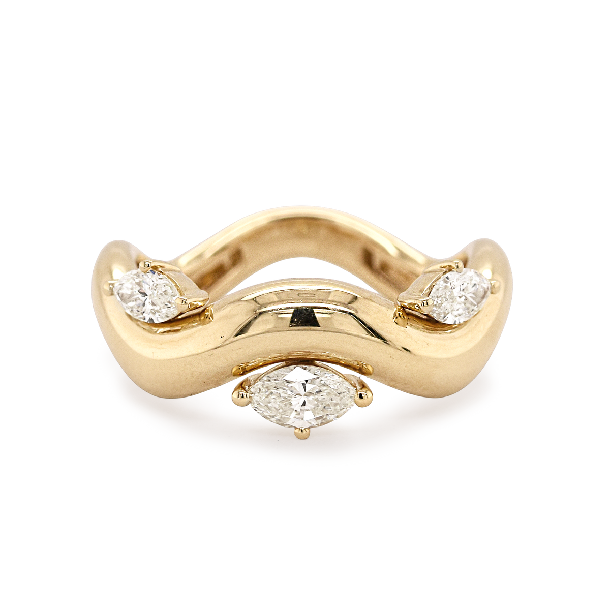 Wavy Marquise Diamond Ring