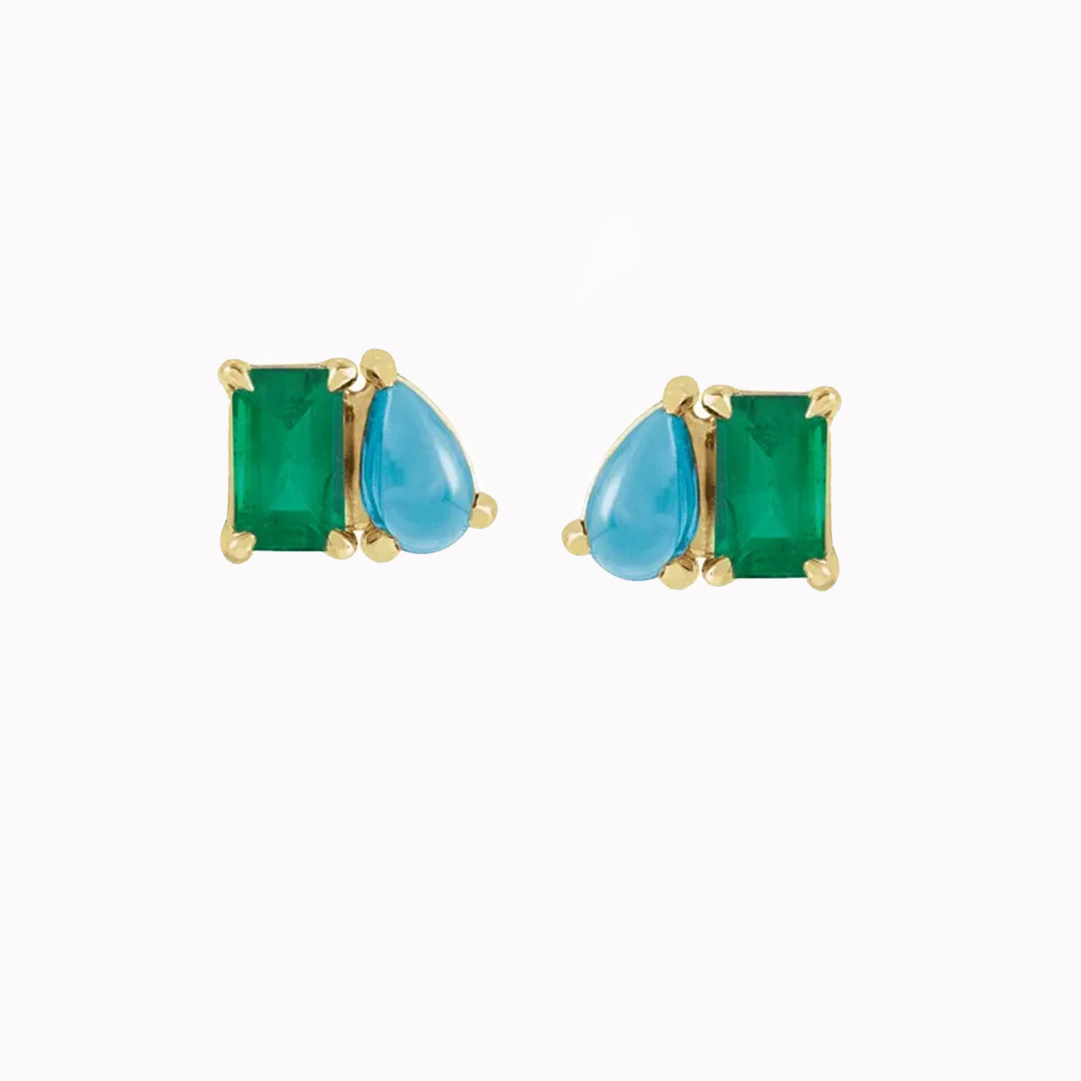 Toi Et Moi Turquoise & Lab-Grown Emerald Studs