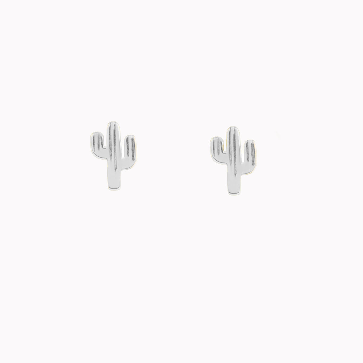 White Gold Cactus Studs