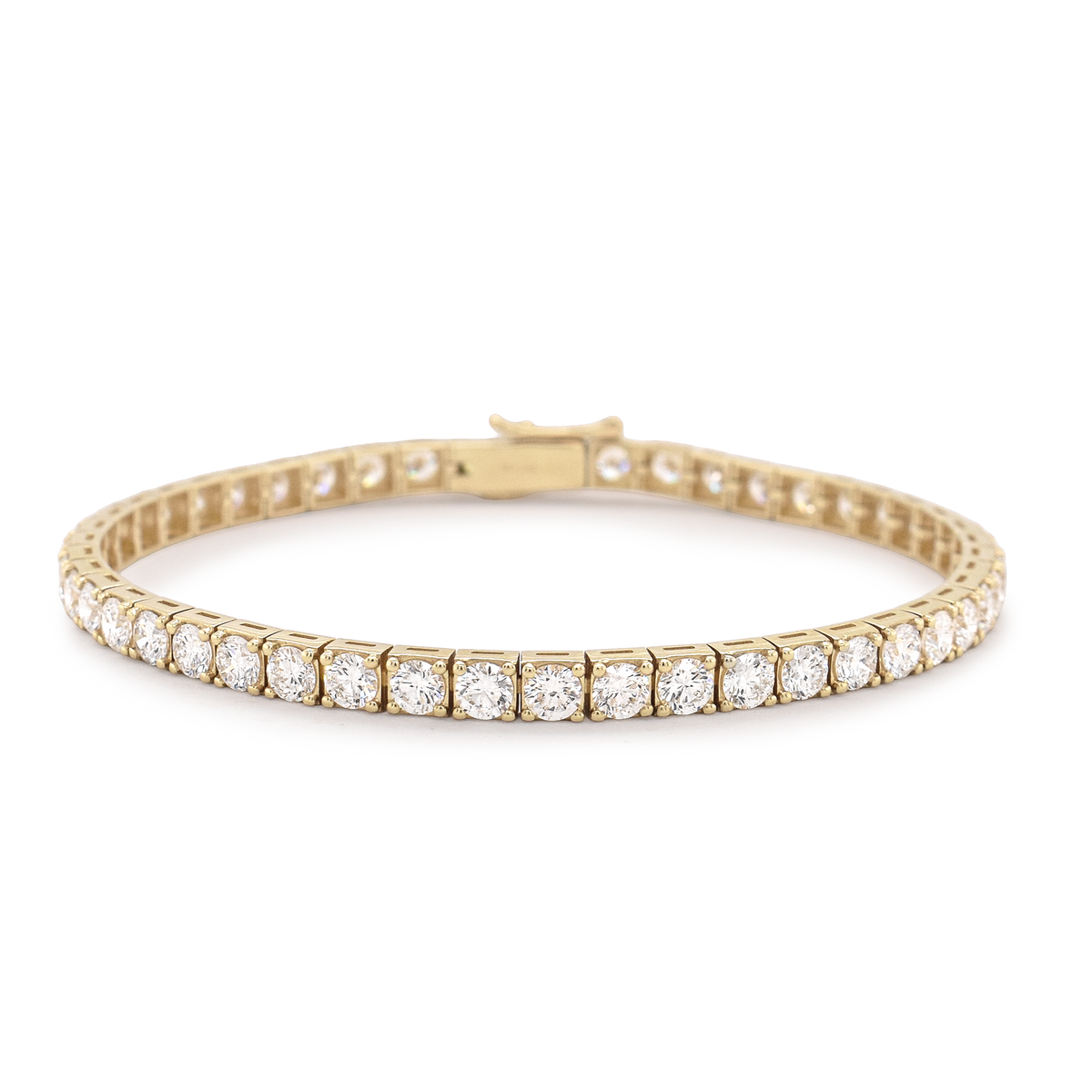 Lab-Grown Yellow Gold Diamond Tennis Bracelet 7.27ct