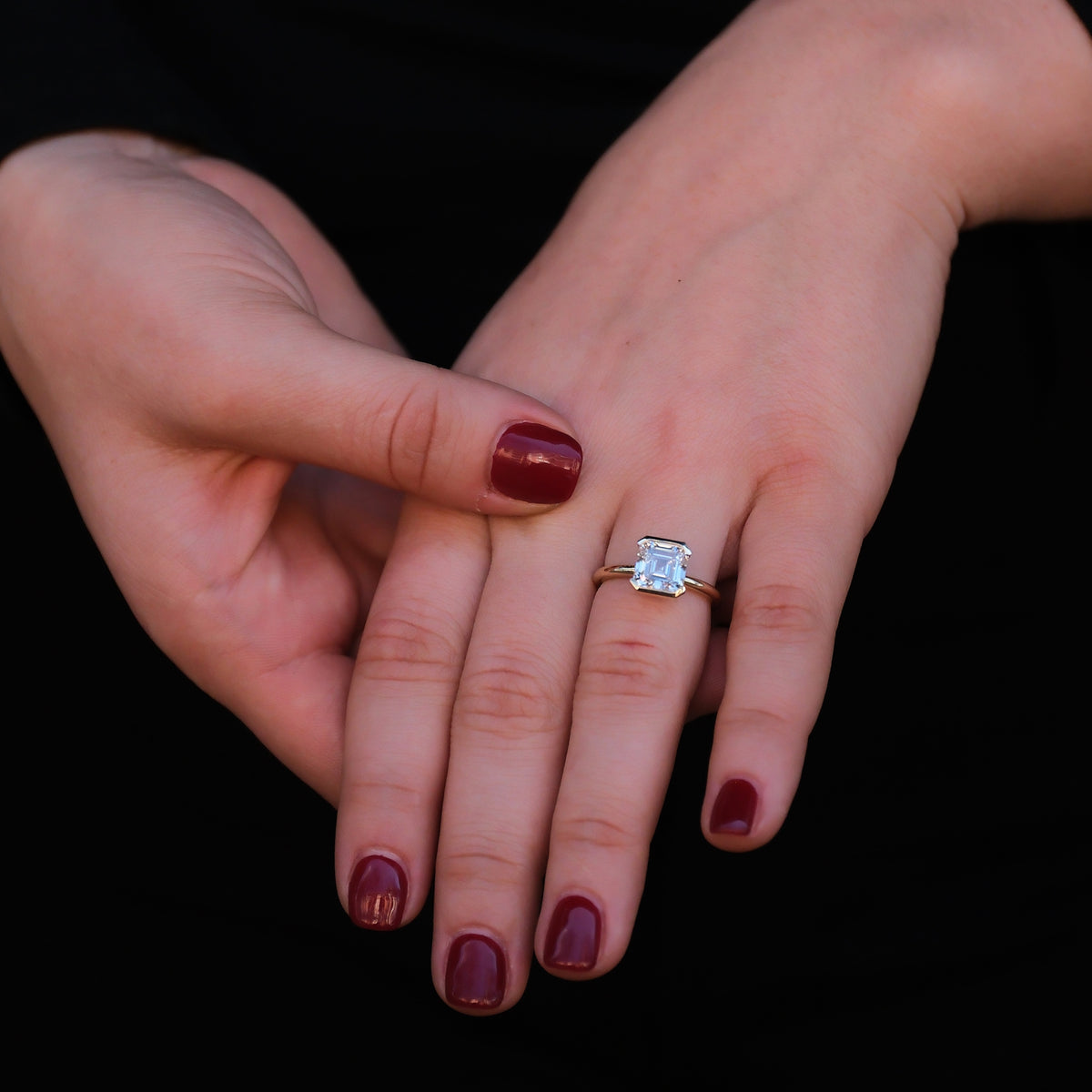Claire 2.81 ct Lab-Grown Half Bezel Asscher Diamond Engagement Ring
