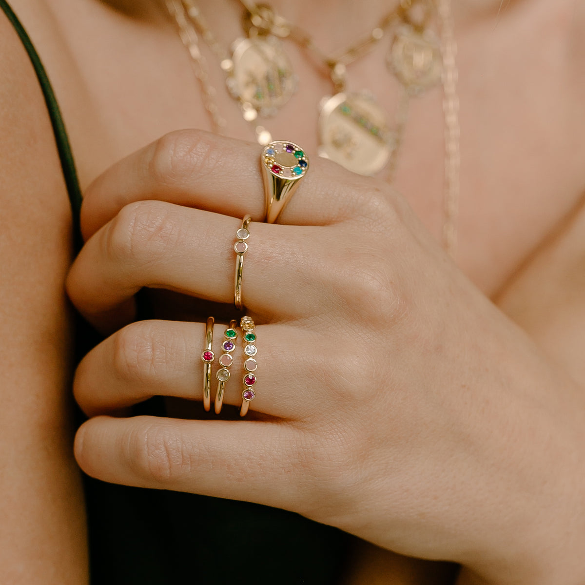 3 Stone Monogram or Triplet Stack Ring - Eliza Page
