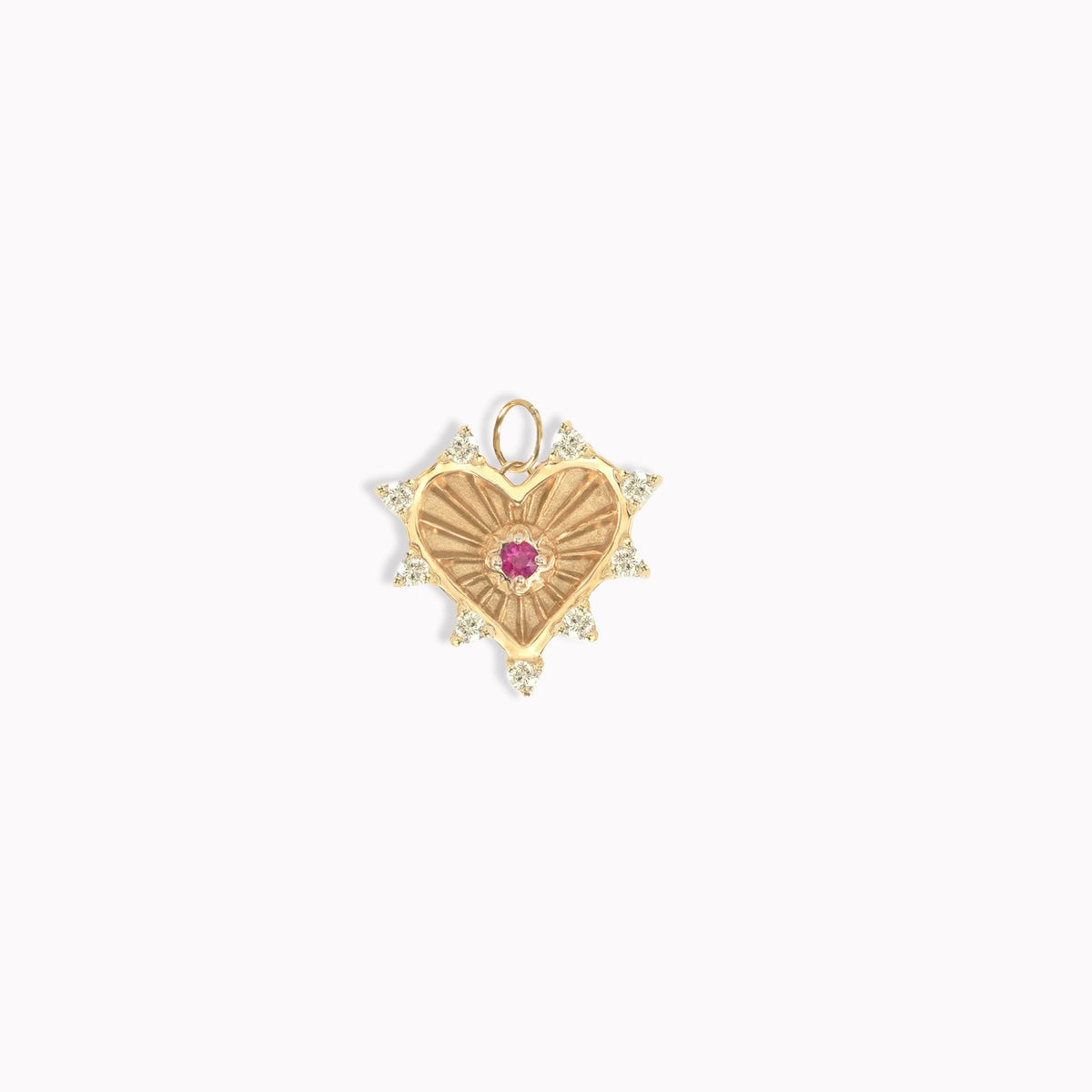 Small Radiant Heart Ruby Medallion 12mm