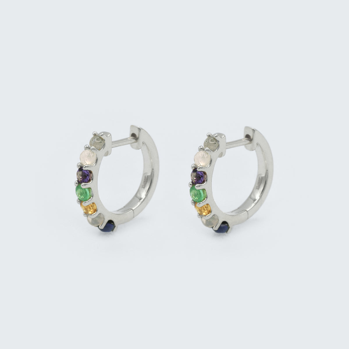 Petite "Love You" Gemstone Huggies - 7 Stones - Eliza Page