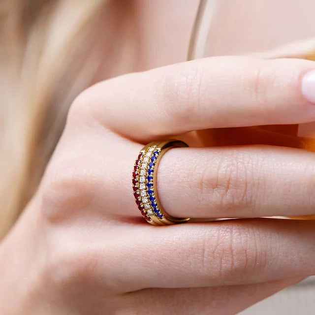 Silver Pink Tourmaline Stack Ring