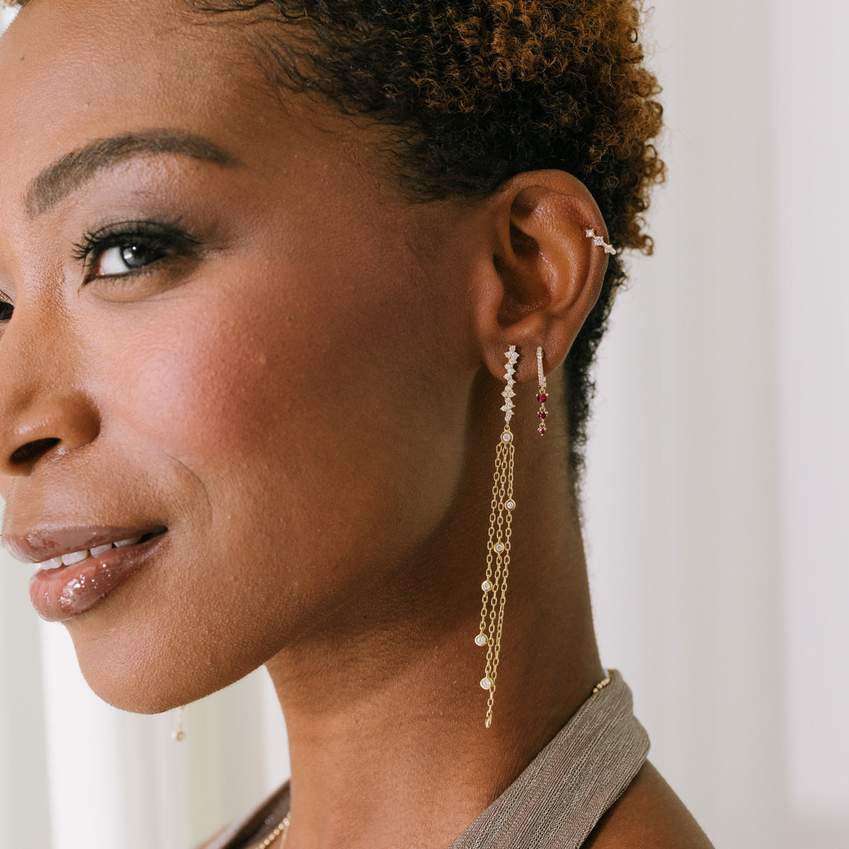 Three Diamond Ear Cuff