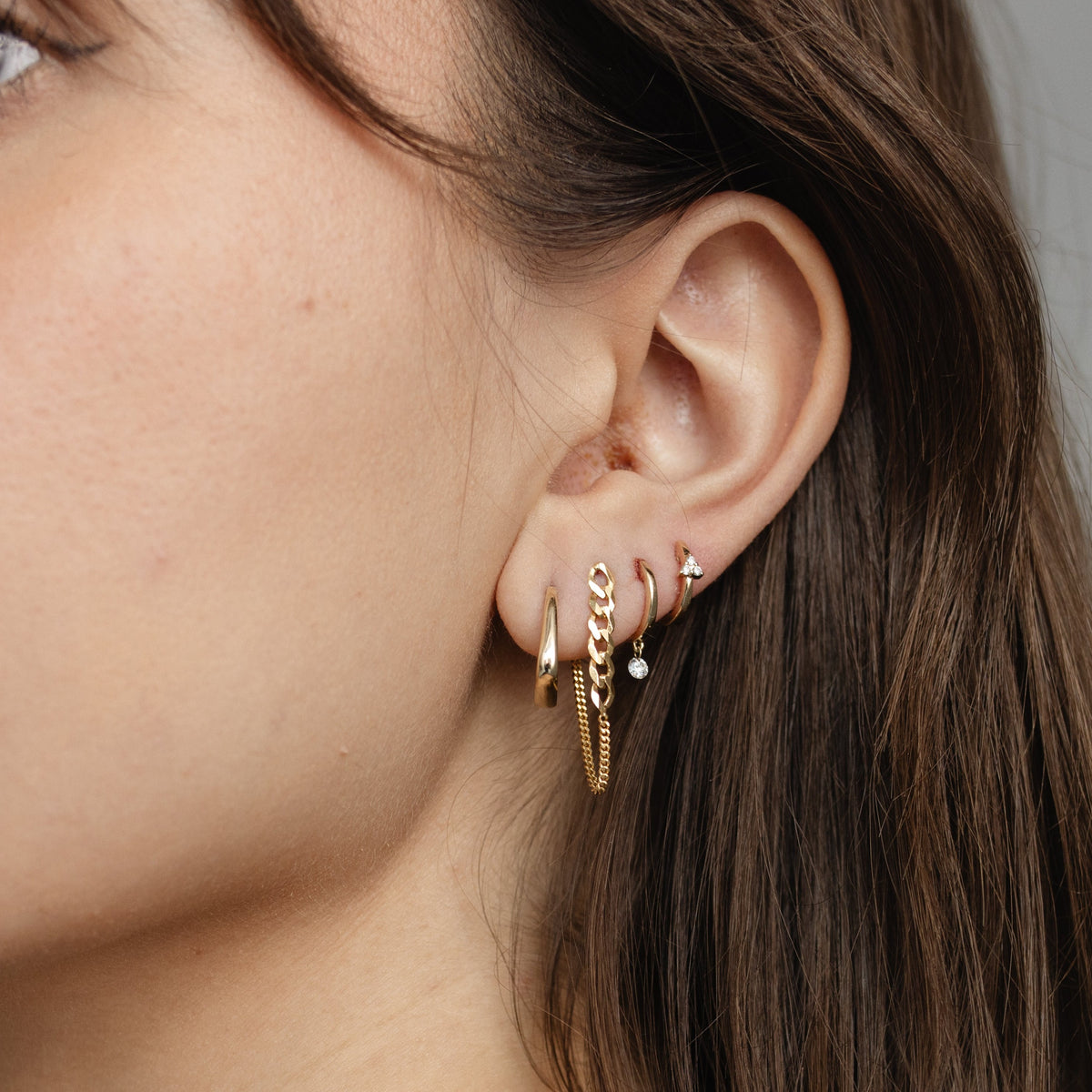 Floating Diamond Dangle Huggies