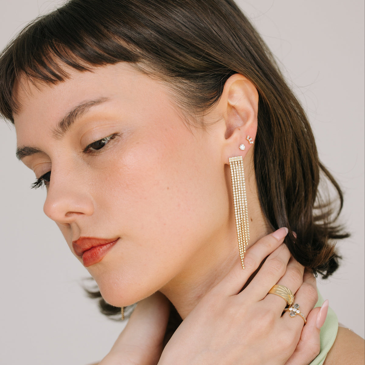 Diamond Waterfall Fringe Earrings