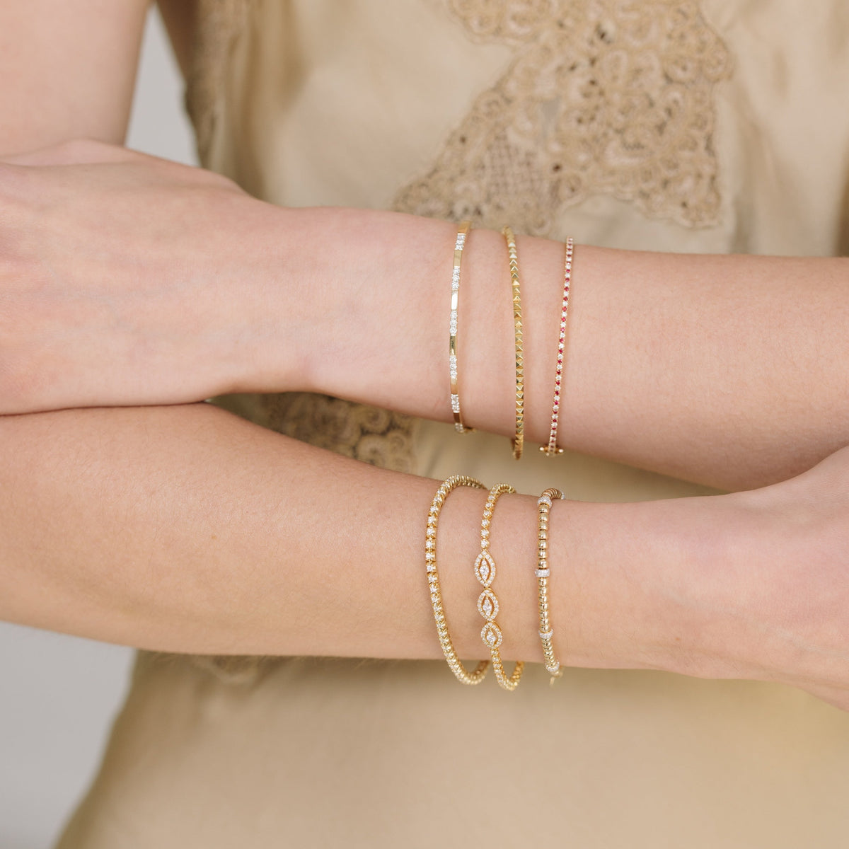 Alternating Ruby & Diamond Bangle