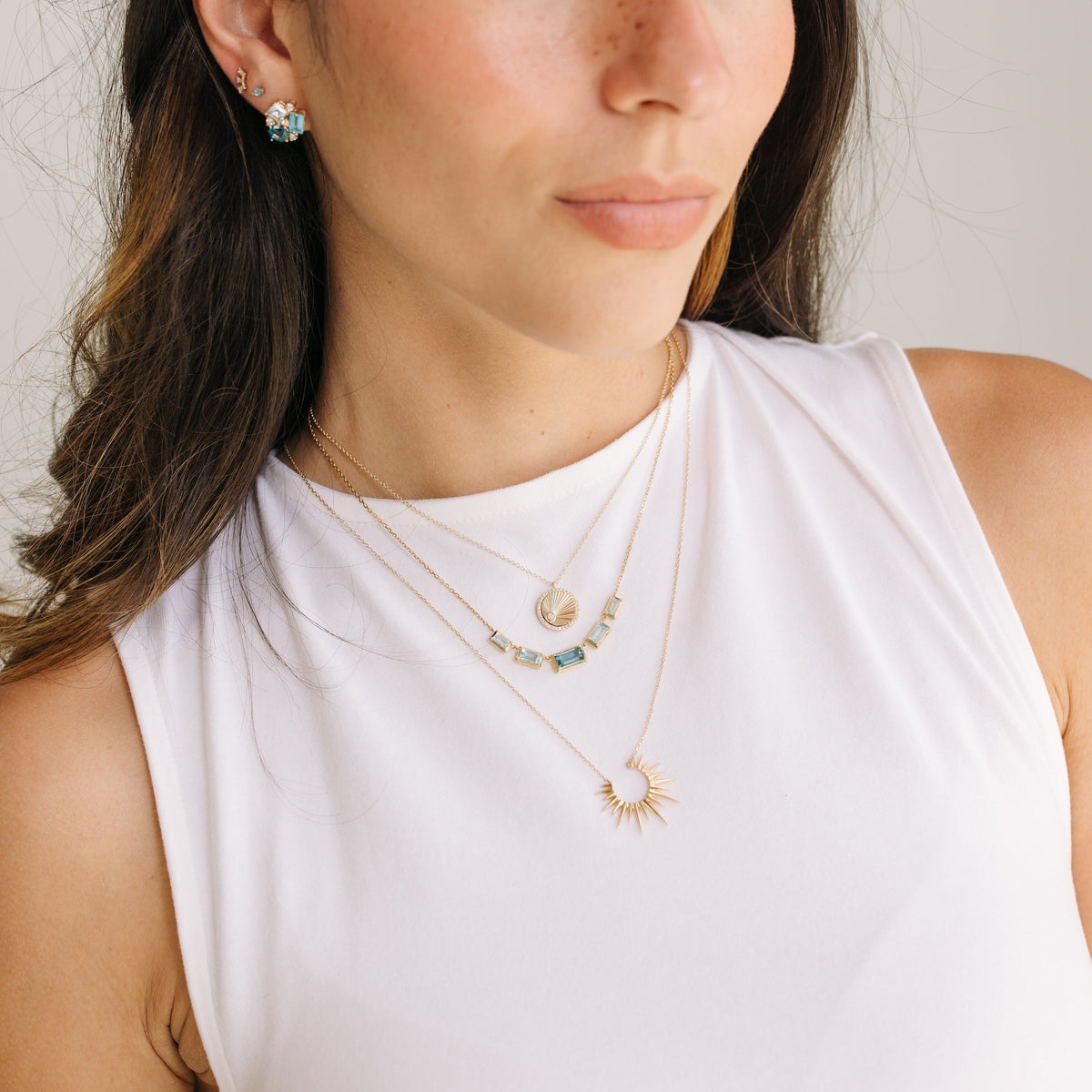 Baguette Bezel Topaz Necklace