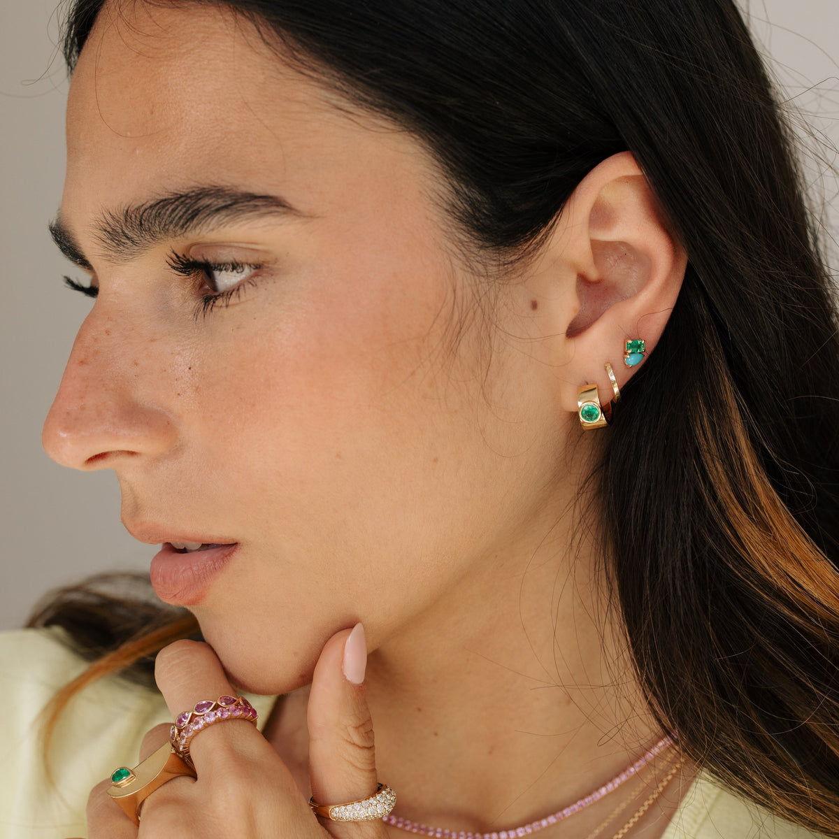 Toi Et Moi Turquoise & Lab-Grown Emerald Studs