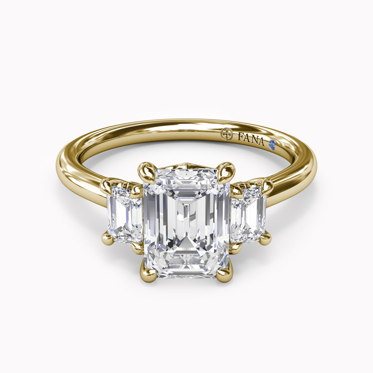 Three-Stone Emerald-Cut Engagement Ring Setting