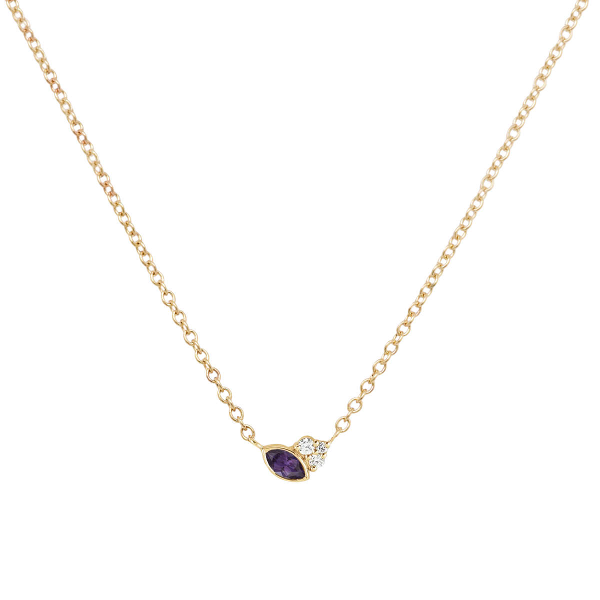 Lab-Grown Marquise Alexandrite & Diamond Petal Necklace