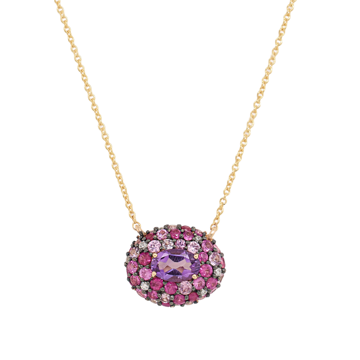 Mosaic Purple Gemstone Pendant Necklace