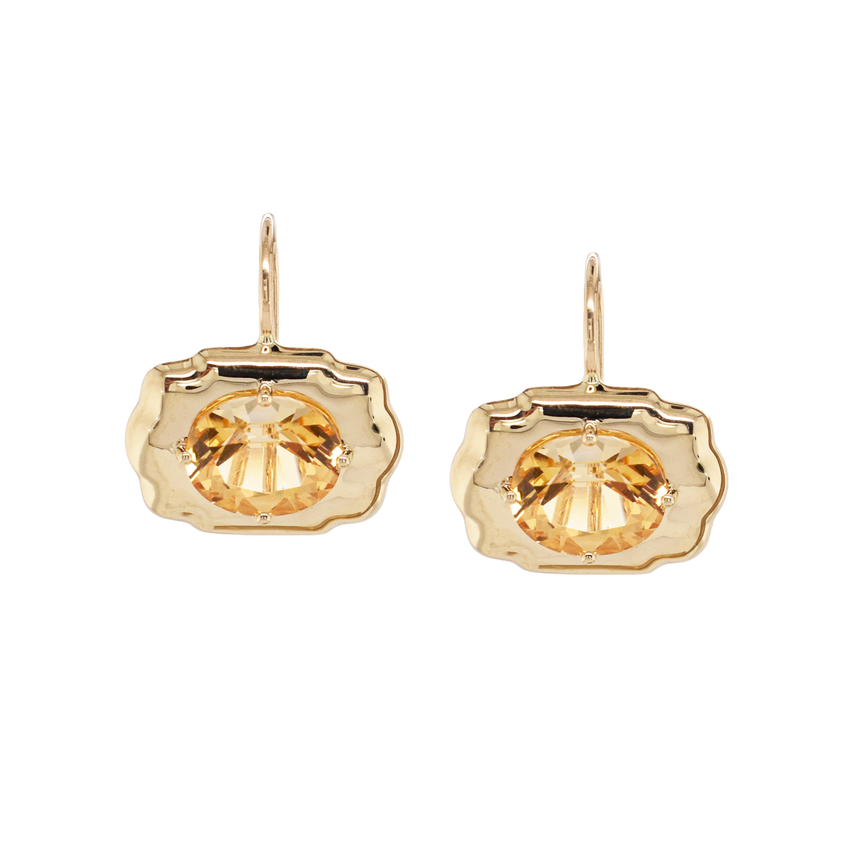 Citrine Puffy Buckle Earrings